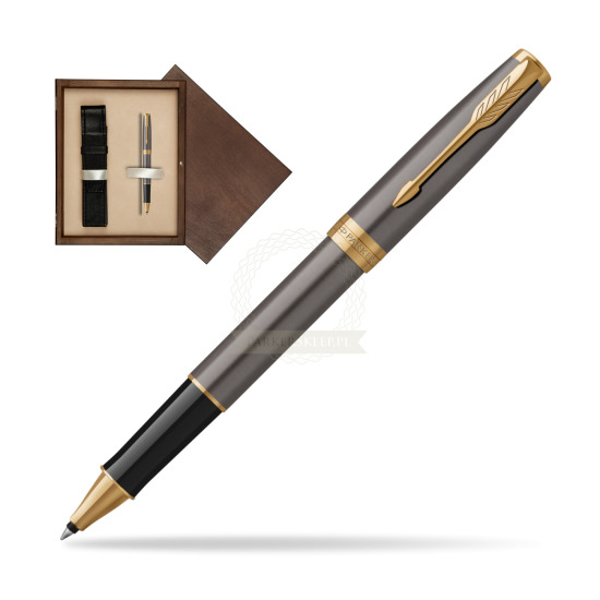 Parker SONNET Grey Core GT Penna Rollerball in single wooden box Wenge Single Ecru