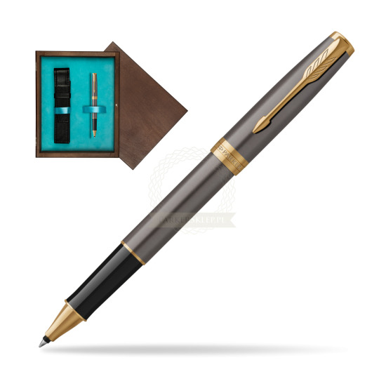 Parker SONNET Grey Core GT Penna Rollerball in single wooden box Wenge Single Turquoise 