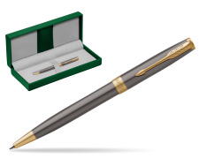 Parker SONNET Grey Core GT Ballpoint Pen in the green leather box