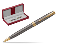 Parker SONNET Grey Core GT Ballpoint Pen in the red leather box