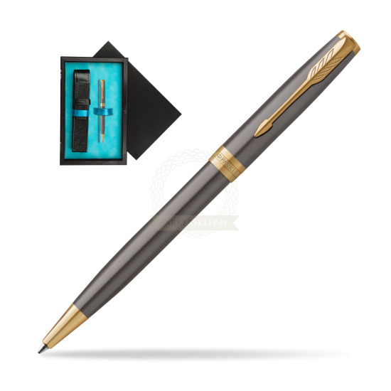 Parker SONNET Grey Core GT Penna a sfera in single wooden box Black Single Turquoise