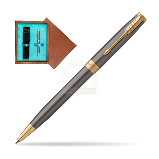 Parker SONNET Grey Core GT Penna a sfera in single wooden box Mahogany Single Turquoise 