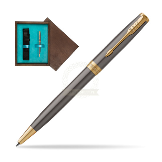Parker SONNET Grey Core GT Penna a sfera in single wooden box Wenge Single Turquoise 