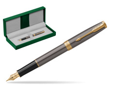 Parker SONNET Grey Core GT Fountain Pen in the green leather box