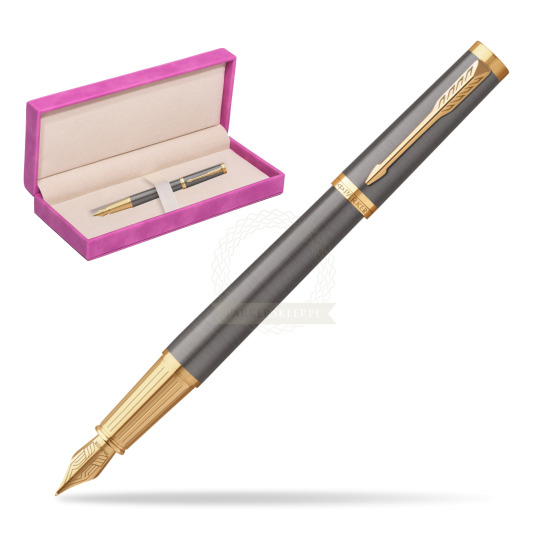 Parker Ingenuity Grey Core GT Penna Stilografica in suede box fuchsia