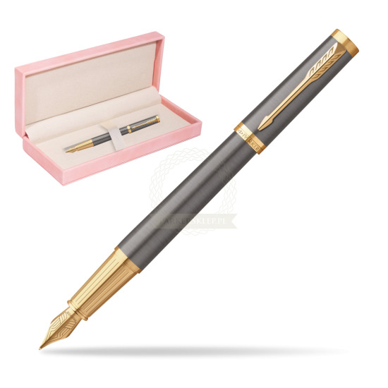 Parker Ingenuity Grey Core GT Penna Stilografica in suede box pink