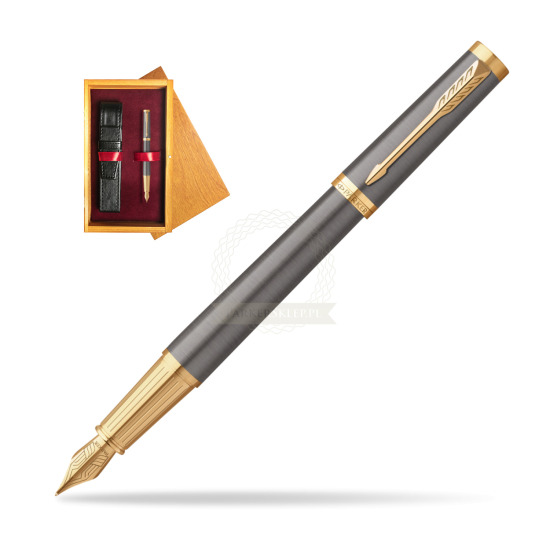 Parker Ingenuity Grey Core GT Penna Stilografica in single wooden box Honey Single Maroon