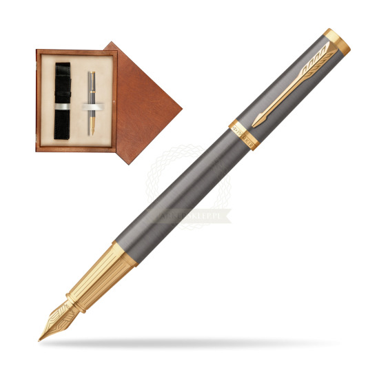 Parker Ingenuity Grey Core GT Penna Stilografica in single wooden box Mahogany Single Ecru