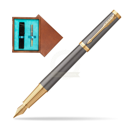 Parker Ingenuity Grey Core GT Penna Stilografica in single wooden box Mahogany Single Turquoise 