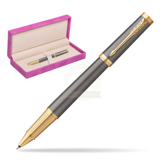 Parker Ingenuity Grey Core GT Penna Rollerball in suede box fuchsia