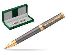 Parker Ingenuity Grey Core GT Ballpoint Pen in the green leather box