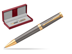 Parker Ingenuity Grey Core GT Ballpoint Pen in the red leather box