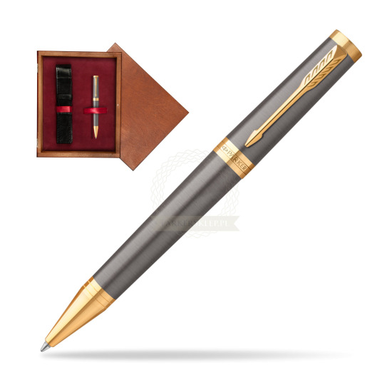 Parker Ingenuity Grey Core GT Penna a sfera in single wooden box Mahogany Single Maroon