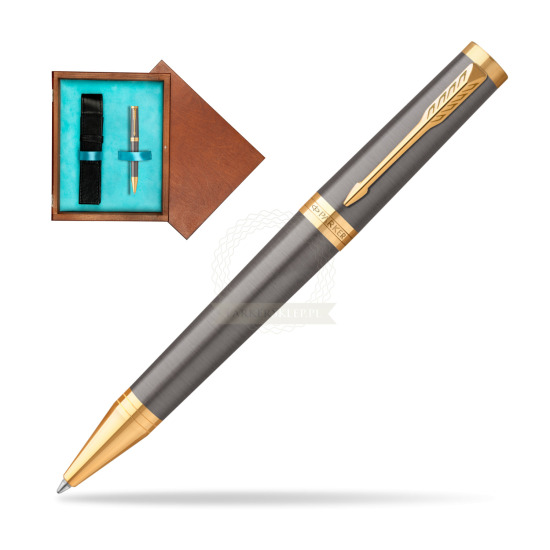 Parker Ingenuity Grey Core GT Penna a sfera in single wooden box Mahogany Single Turquoise 