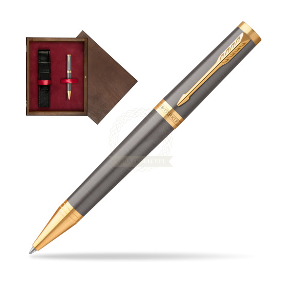 Parker Ingenuity Grey Core GT Penna a sfera in single wooden box Wenge Single Maroon