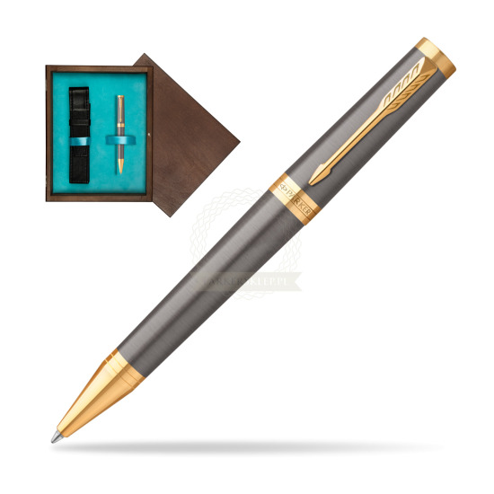 Parker Ingenuity Grey Core GT Penna a sfera in single wooden box Wenge Single Turquoise 