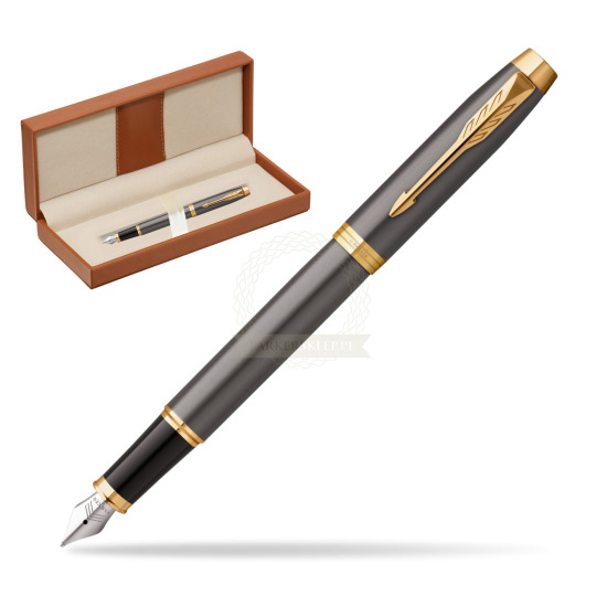 Parker IM Grey Core GT Penna Stilografica  in classic box brown