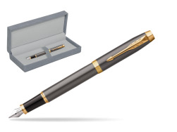 Parker IM Grey Core GT Penna Stilografica in suede box grey