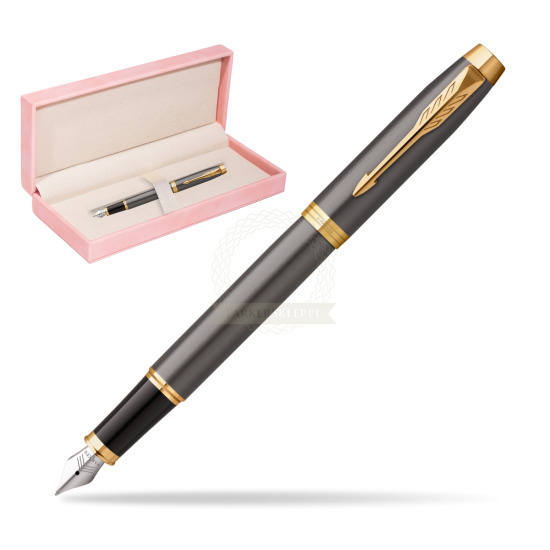 Parker IM Grey Core GT Penna Stilografica in suede box pink