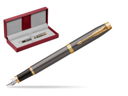 Parker IM Grey Core GT Fountain Pen in the red leather box