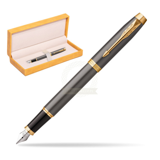 Parker IM Grey Core GT Penna Stilografica in suede box yellow