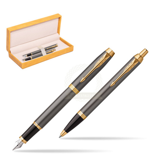 Penna stilografica + penna a sfera IM Grey Core GT Set regalo in suede box yellow