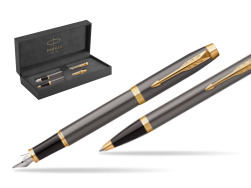 Penna stilografica + penna a sfera IM Grey Core GT Set regalo in original Parker Prestige box