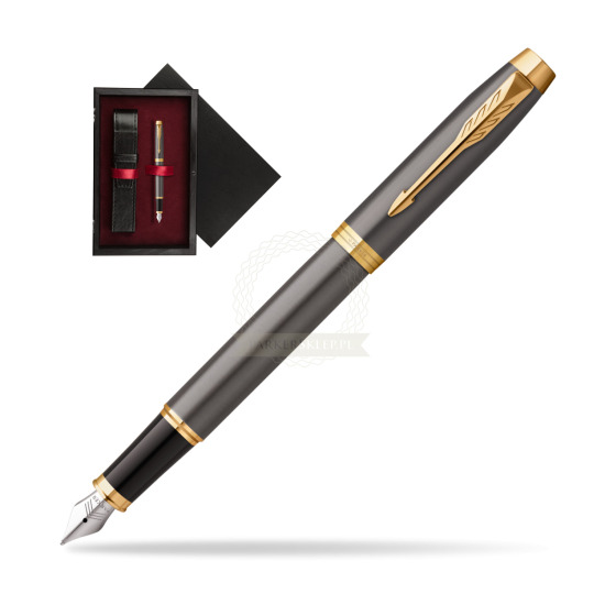 Parker IM Grey Core GT Penna Stilografica in single wooden box Black Single Maroon
