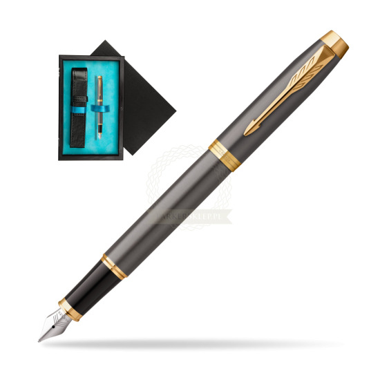 Parker IM Grey Core GT Penna Stilografica in single wooden box Black Single Turquoise