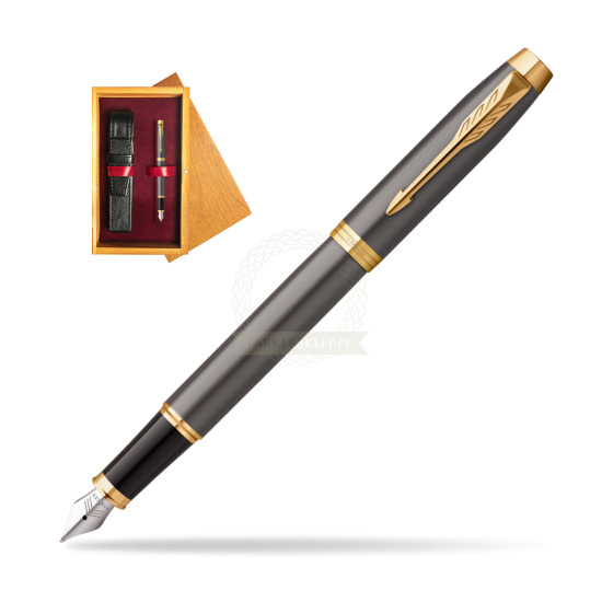 Parker IM Grey Core GT Penna Stilografica in single wooden box Honey Single Maroon