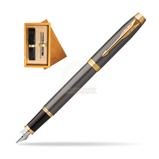 Parker IM Grey Core GT Penna Stilografica in single wooden box Honey Single Ecru