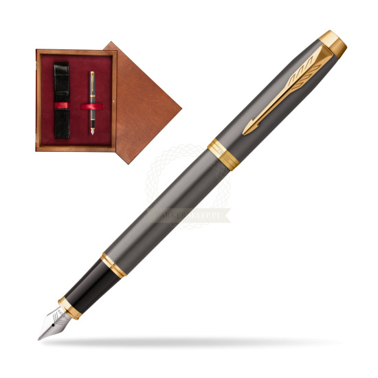 Parker IM Grey Core GT Penna Stilografica in single wooden box Mahogany Single Maroon