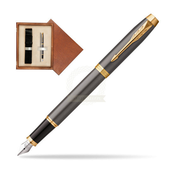 Parker IM Grey Core GT Penna Stilografica in single wooden box Mahogany Single Ecru