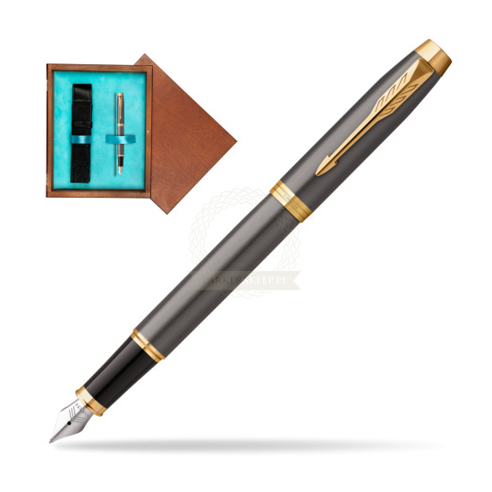 Parker IM Grey Core GT Penna Stilografica in single wooden box Mahogany Single Turquoise 