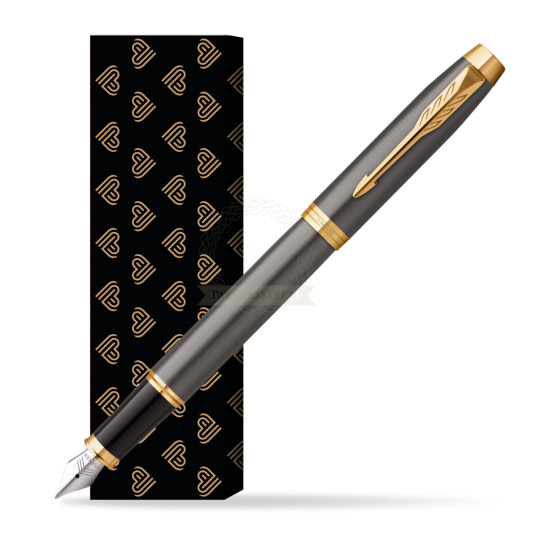 Parker IM Grey Core GT Penna Stilografica in cover Golden Hearts