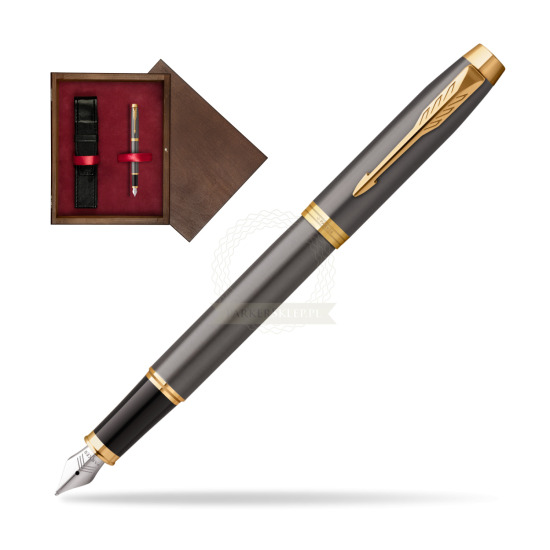 Parker IM Grey Core GT Penna Stilografica in single wooden box Wenge Single Maroon