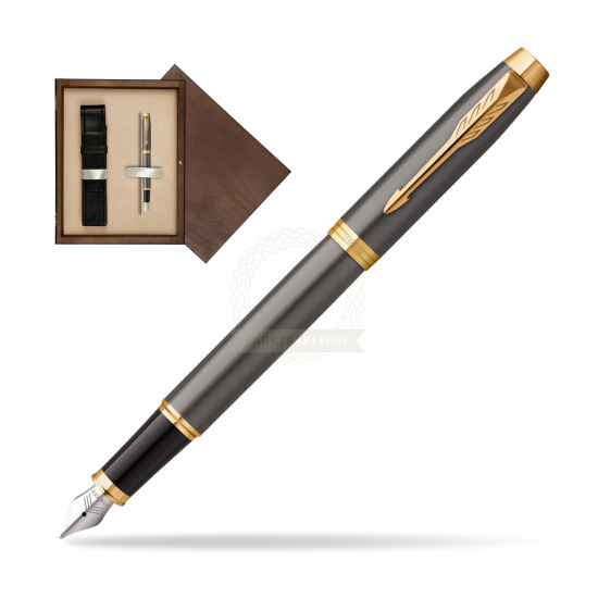 Parker IM Grey Core GT Penna Stilografica in single wooden box Wenge Single Ecru
