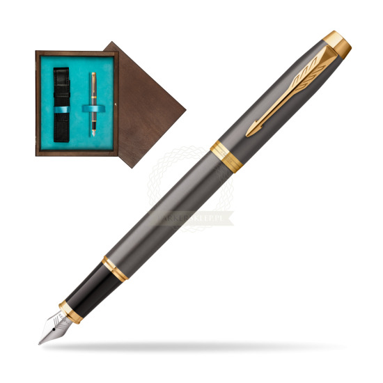 Parker IM Grey Core GT Penna Stilografica in single wooden box Wenge Single Turquoise 