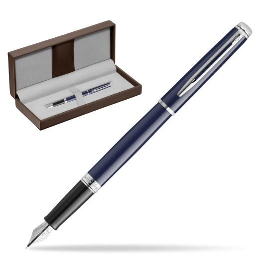 Waterman HÉMISPHÈRE BLUE CORE Stylo-plume in the brown leather box