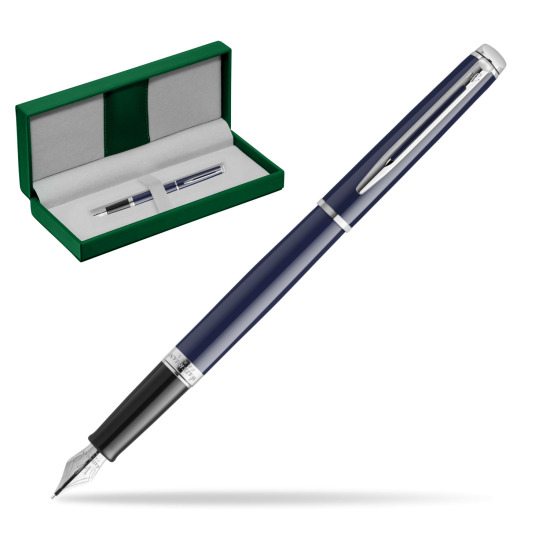 Waterman HÉMISPHÈRE BLUE CORE Stylo-plume in the green leather box