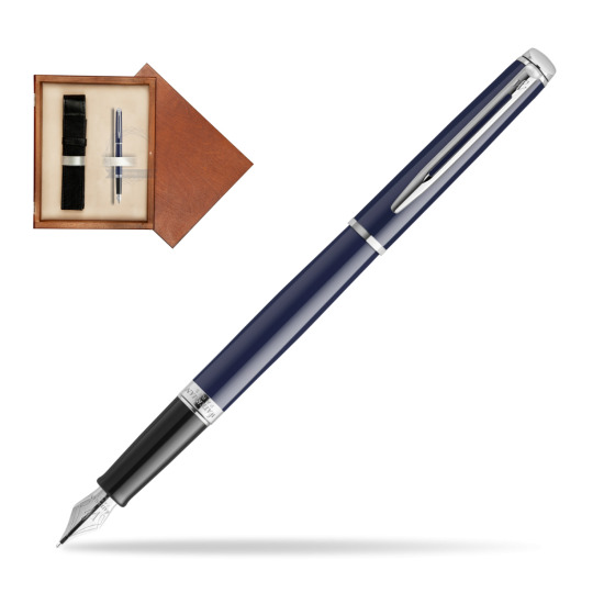 Waterman HÉMISPHÈRE BLUE CORE Penna Stilografica in single wooden box Mahogany Single Ecru
