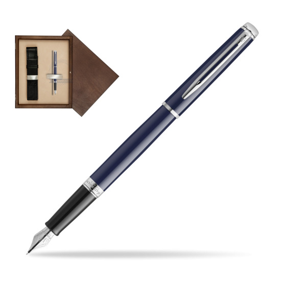 Waterman HÉMISPHÈRE BLUE CORE Penna Stilografica in single wooden box Wenge Single Ecru