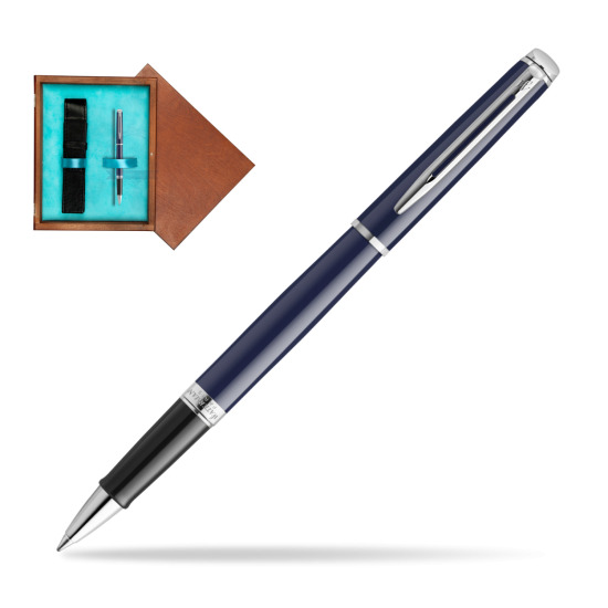 Waterman HÉMISPHÈRE BLUE CORE RollerPenna a Sfera in single wooden box Mahogany Single Turquoise 
