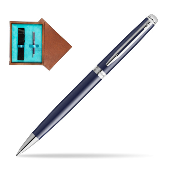Waterman HÉMISPHÈRE BLUE CORE Penna a Sfera in single wooden box Mahogany Single Turquoise 