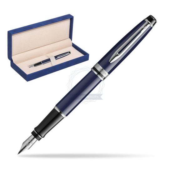 Waterman EXPERT BLUE CORE Penna Stilografica in suede box navy blue