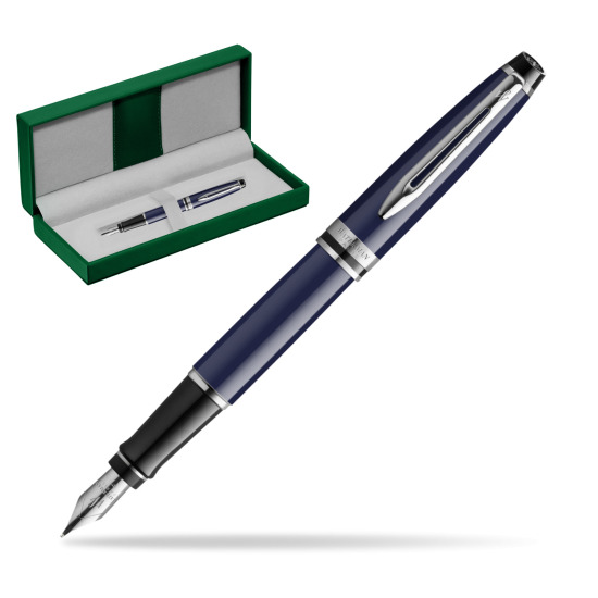 Waterman EXPERT BLUE CORE Stylo-plume in the green leather box