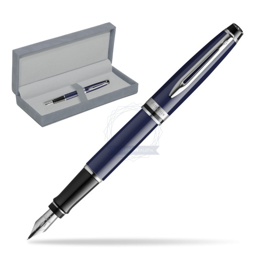 Waterman EXPERT BLUE CORE Penna Stilografica in suede box grey