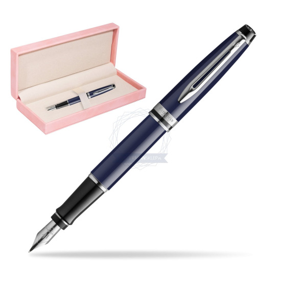 Waterman EXPERT BLUE CORE Penna Stilografica in suede box pink