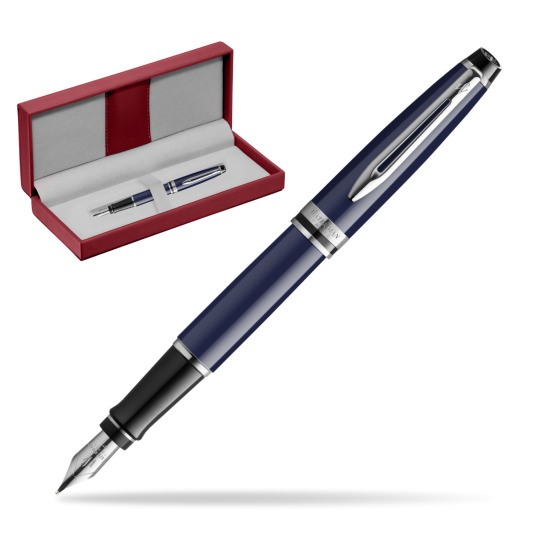 Waterman EXPERT BLUE CORE Stylo-plume in the red leather box