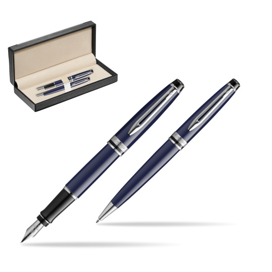 Waterman EXPERT BLUE CORE Fountain pen + Ballpoint pen Gift Set in classic box black